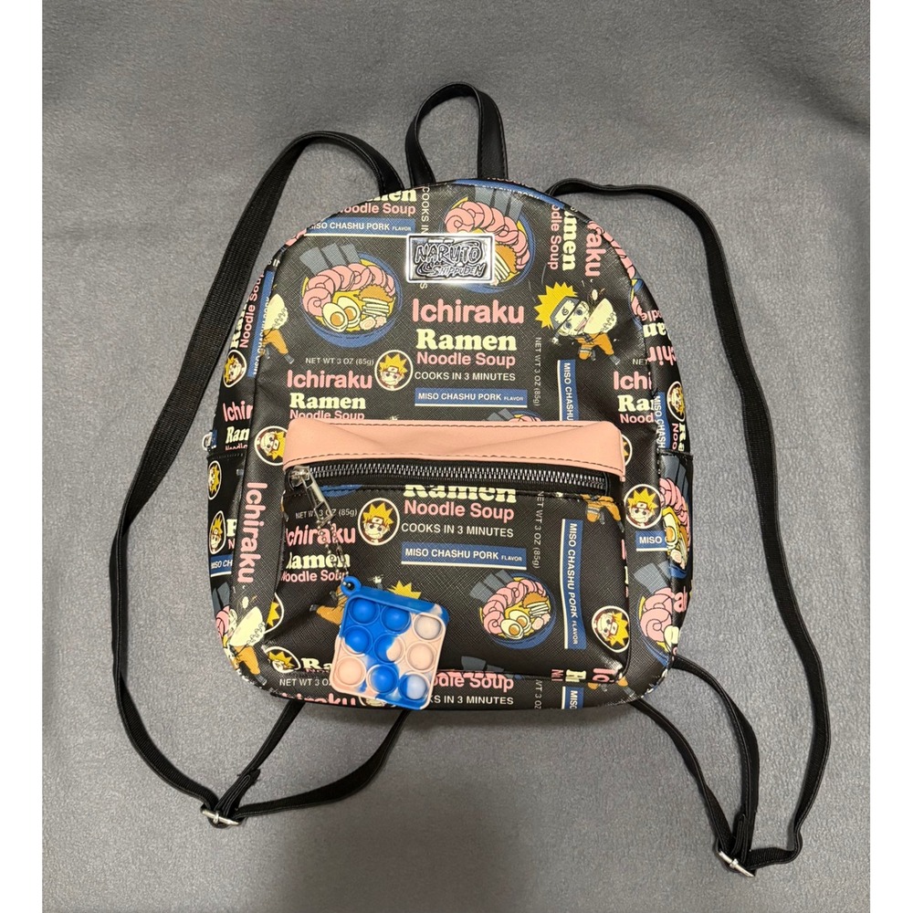 Naruto Shippuden Ichiraku Ramen Mini Backpack Bioworld Anime Faux Leather Black